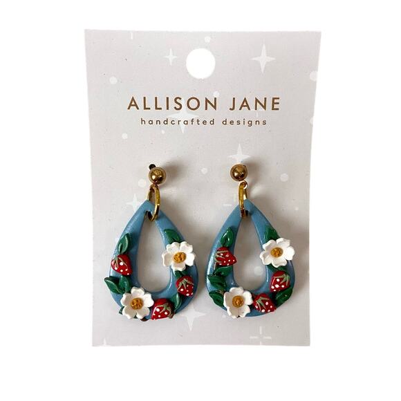 Allison Jane Jewelry - Allison Jane Handcrafted Designs Strawberry Floral Earrings (NWT)